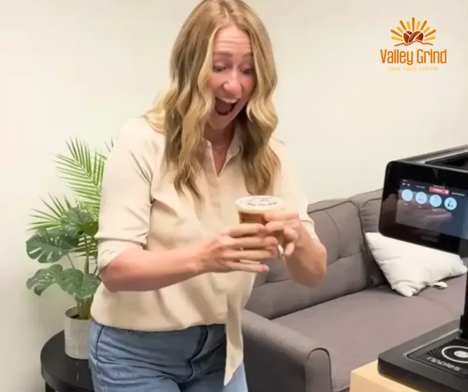 Custom foam latte art available at Valley Grind's mobile coffee bar